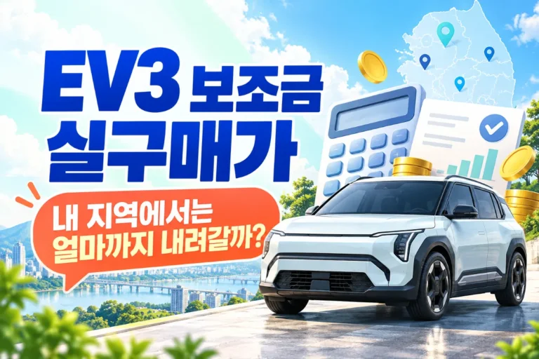EV3 보조금 실구매가, 서울 경기 부산 인천 지역별 차이와 롱레인지 에어 어스 가격 계산