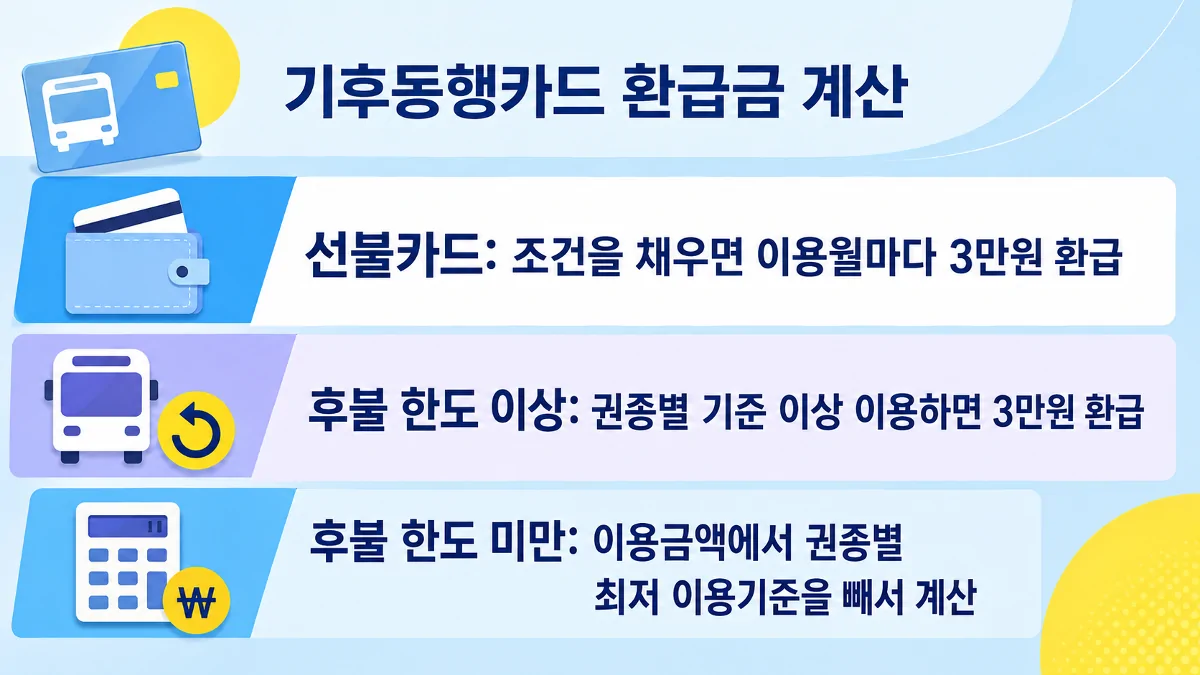 기후동행카드 선불카드와 후불카드 환급금 계산 방법 비교