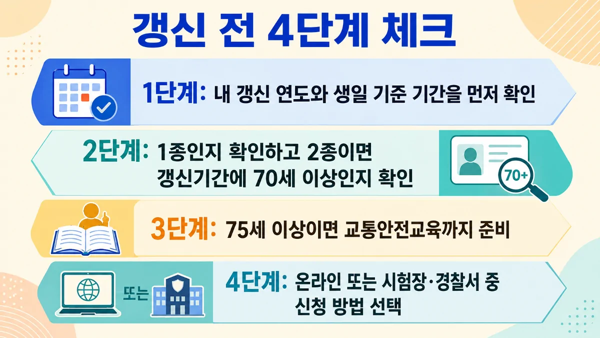 운전면허 갱신 전 기간과 적성검사 대상, 교육, 신청 방법을 확인하는 4단계 체크리스트