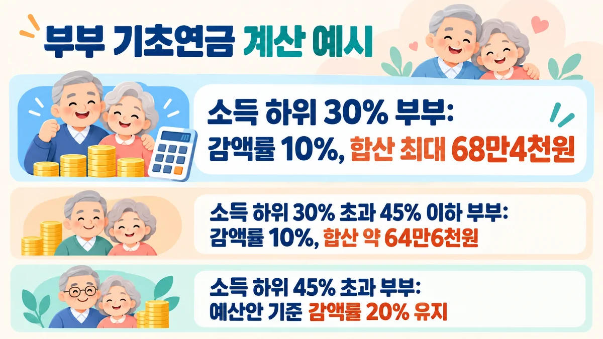2027 기초연금 부부감액률과 부부 합산 수령액 예시