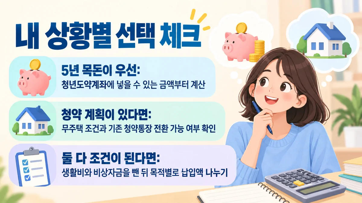 목돈 마련과 청약 준비 상황에 따른 두 통장 활용 체크리스트