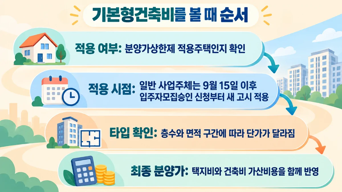 분양가상한제 기본형건축비 적용 여부와 시점, 타입별 단가와 최종 분양가 확인 순서