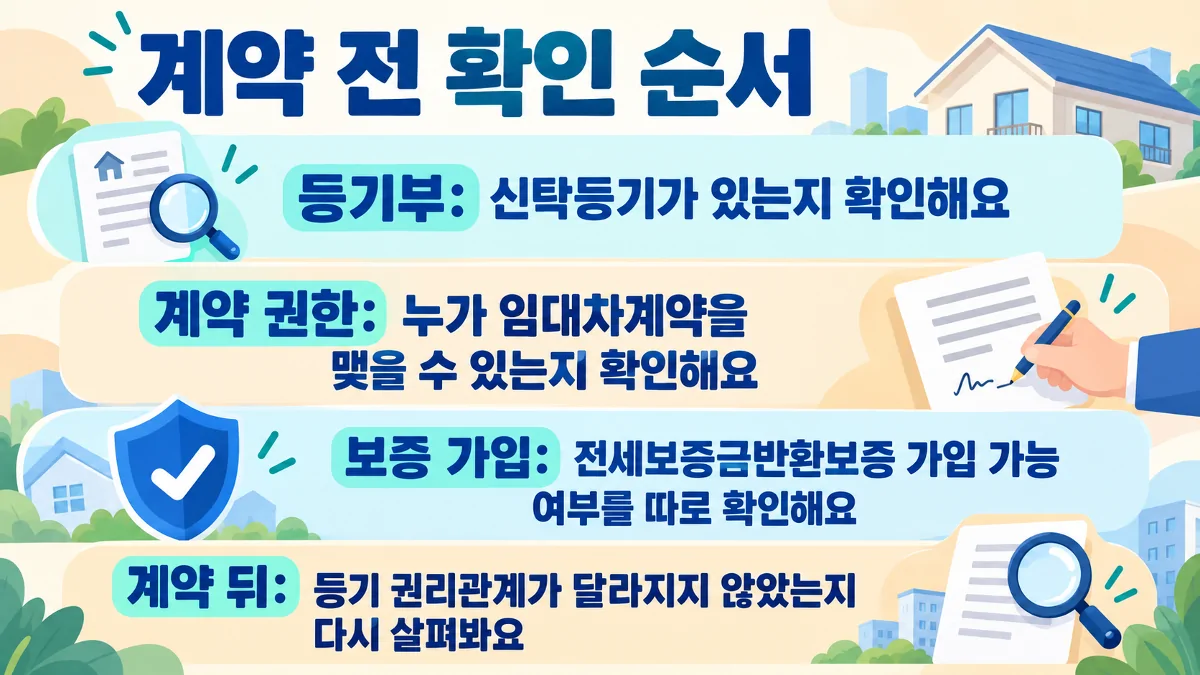 안심전세신탁 주택 계약 전에 확인할 순서
