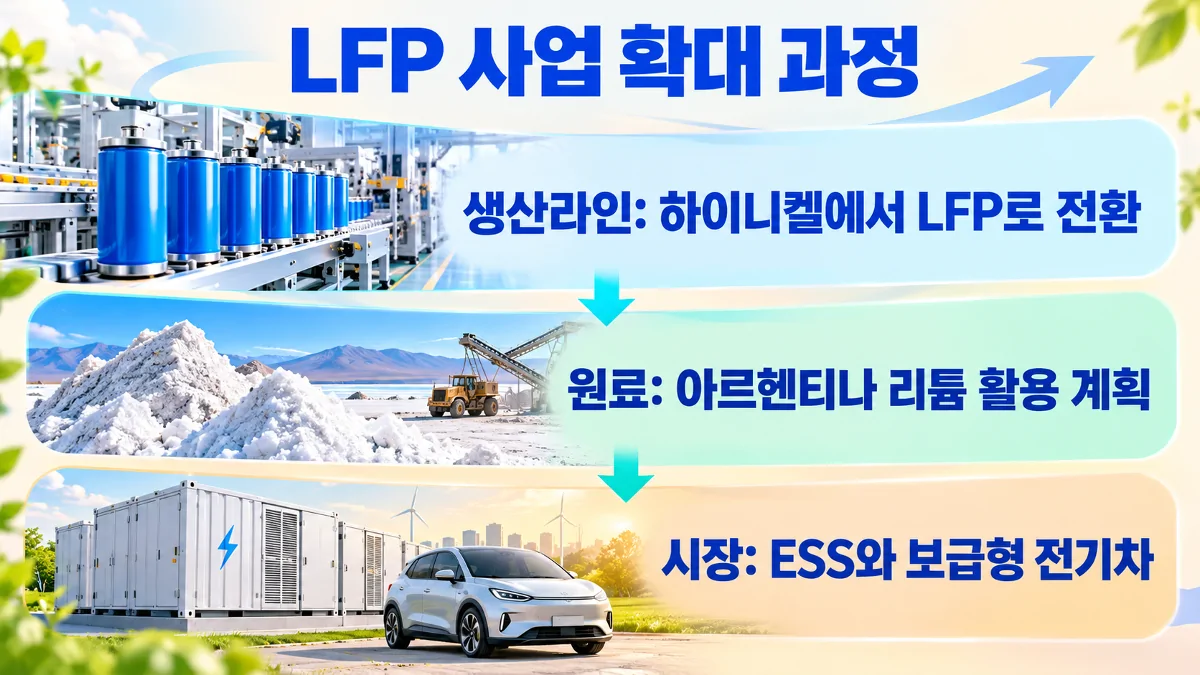 포스코퓨처엠 LFP 사업 확대 방향을 설명하는 정보 이미지