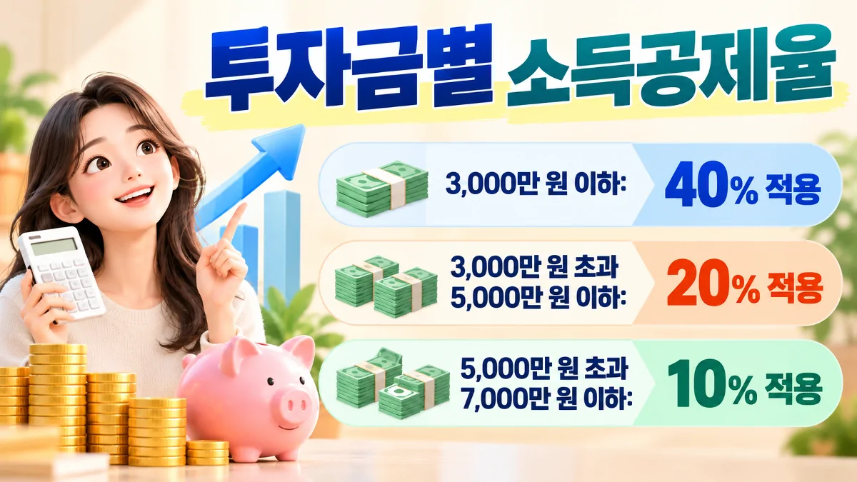 국민참여성장펀드 투자금액 구간별 소득공제율 비교