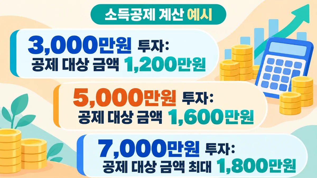 국민참여성장펀드 2차 투자금액별 소득공제 계산 예시